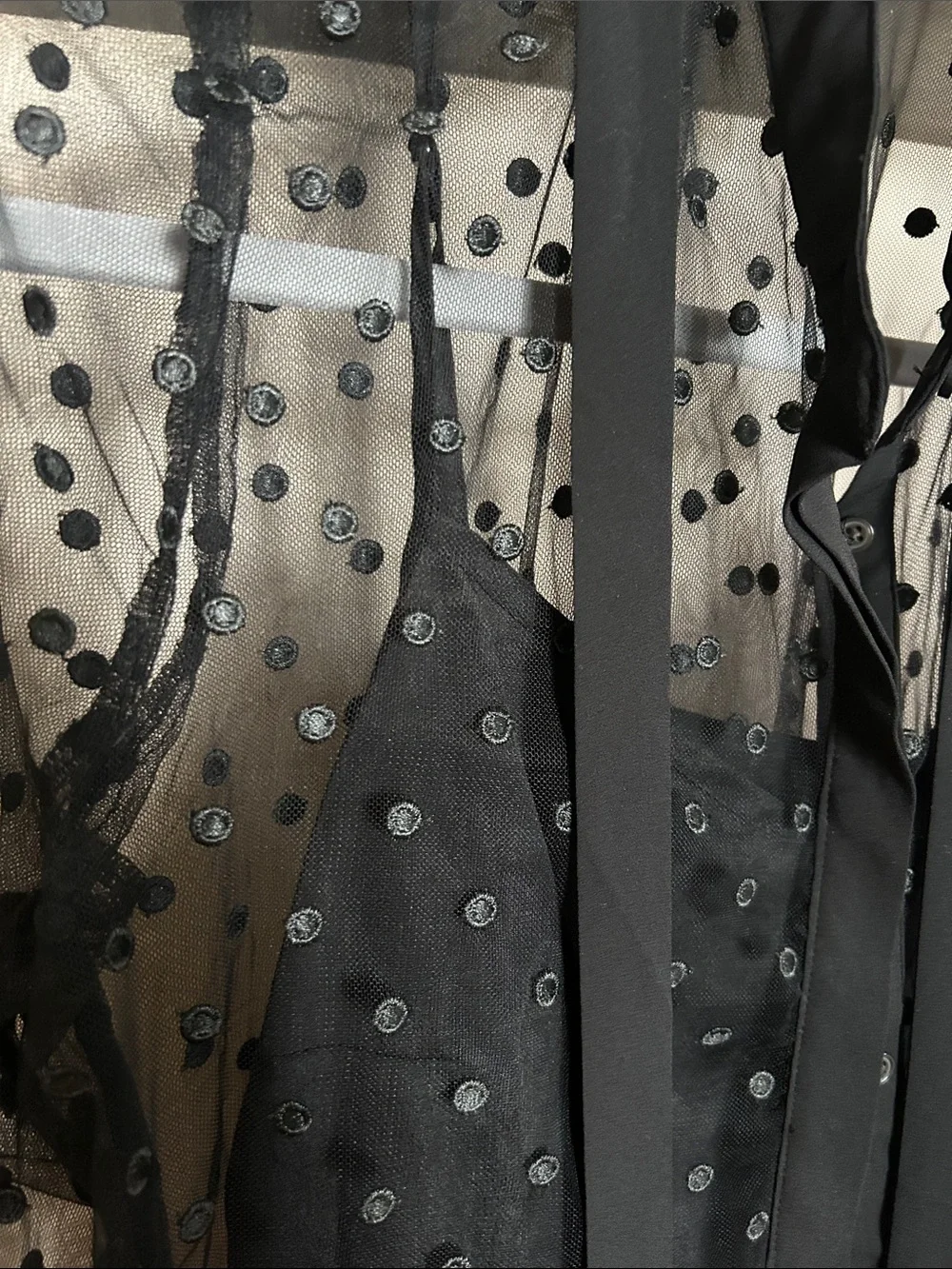 JCrew Sheer Polka Dot Tie-Neck Blouse - Black